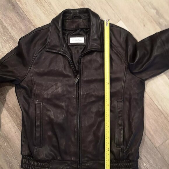 Vintage Y2K Calvin Klein Buttery Black Soft Leather Bomber Jacket Coat 90s XL - Picture 13 of 16
